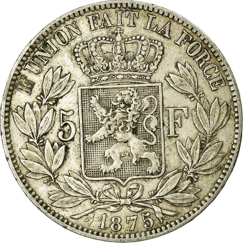 Coin, Belgium, Leopold II, 5 Francs, 5 Frank, 1875, EF(40-45), Silver, KM:24