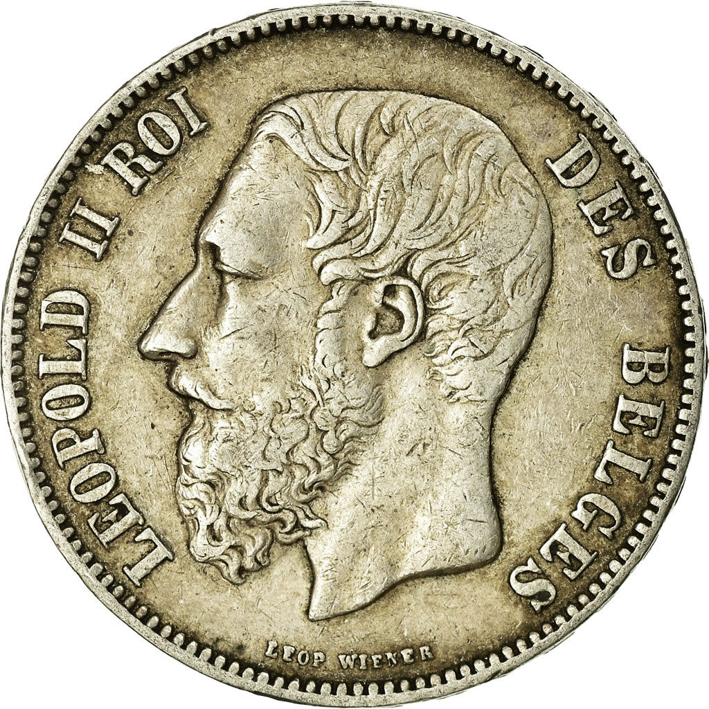 Moneta, Belgio, Leopold II, 5 Francs, 5 Frank, 1875, BB, Argento, KM:24