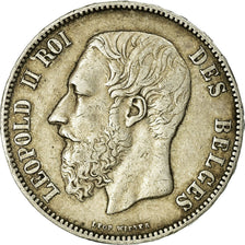 Moneta, Belgio, Leopold II, 5 Francs, 5 Frank, 1875, BB, Argento, KM:24