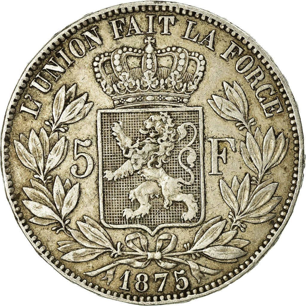 Moneta, Belgio, Leopold II, 5 Francs, 5 Frank, 1875, BB, Argento, KM:24