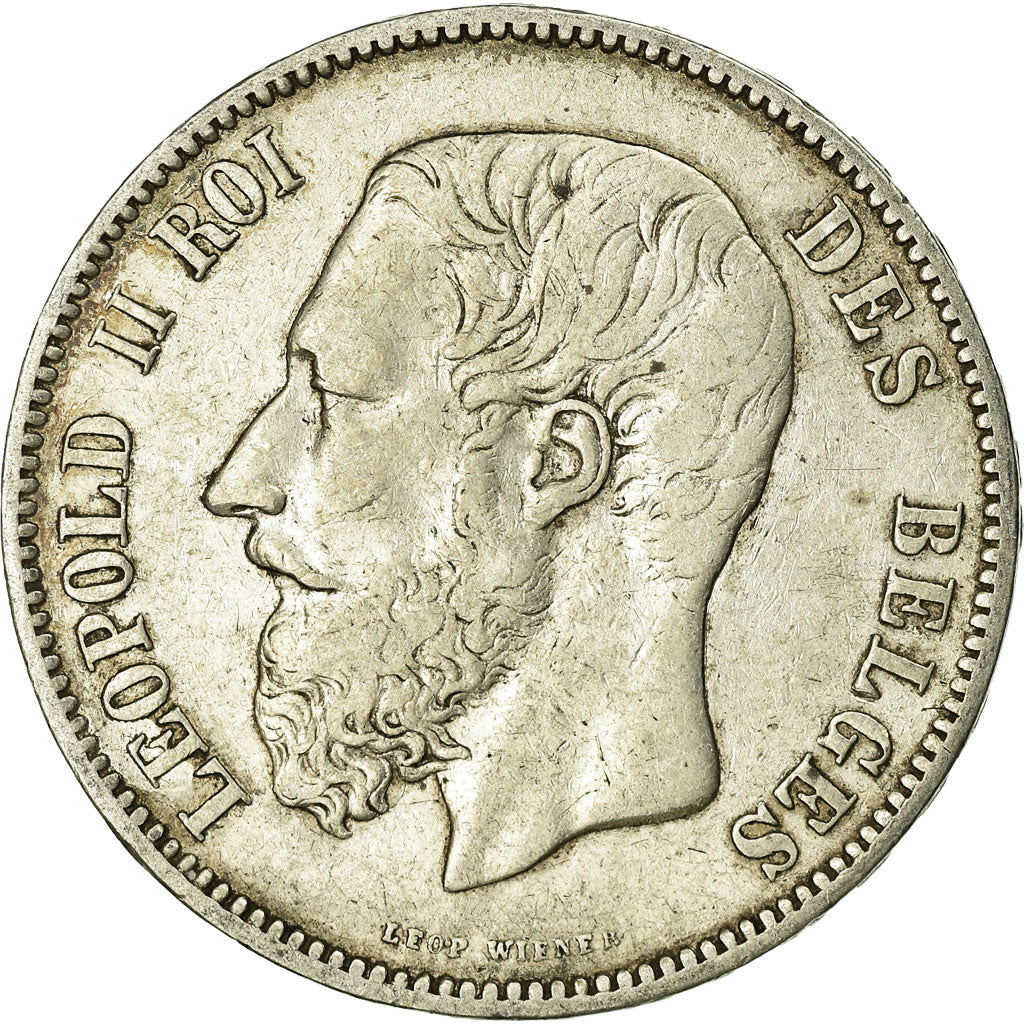 Coin, Belgium, Leopold II, 5 Francs, 5 Frank, 1875, EF(40-45), Silver, KM:24