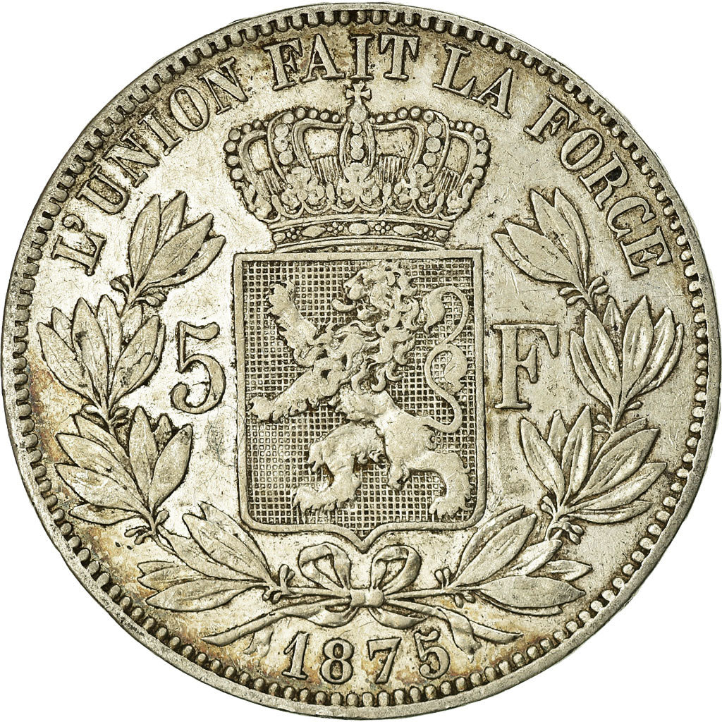 Coin, Belgium, Leopold II, 5 Francs, 5 Frank, 1875, EF(40-45), Silver, KM:24