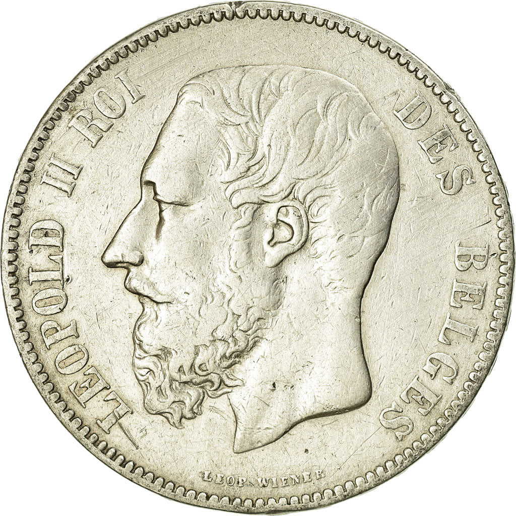 Coin, Belgium, Leopold II, 5 Francs, 5 Frank, 1875, EF(40-45), Silver, KM:24