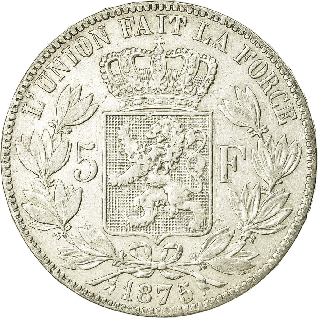 Coin, Belgium, Leopold II, 5 Francs, 5 Frank, 1875, EF(40-45), Silver, KM:24