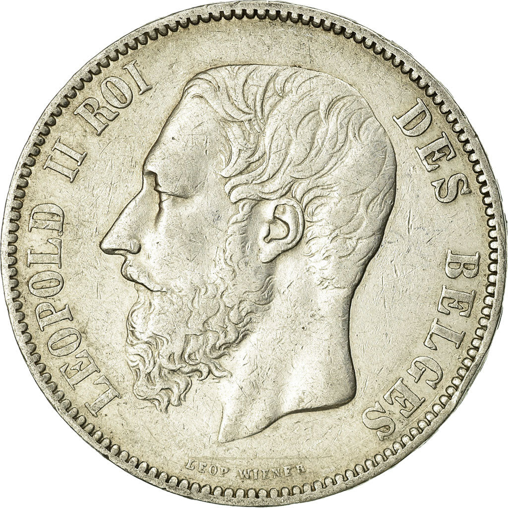 Coin, Belgium, Leopold II, 5 Francs, 5 Frank, 1875, EF(40-45), Silver, KM:24