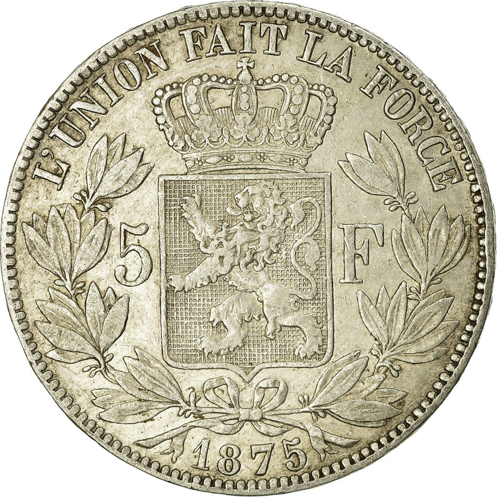 Coin, Belgium, Leopold II, 5 Francs, 5 Frank, 1875, EF(40-45), Silver, KM:24