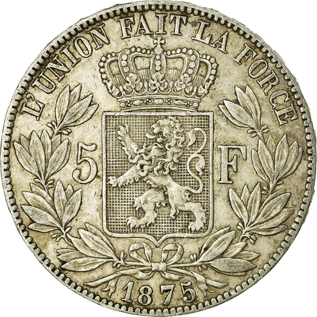 Coin, Belgium, Leopold II, 5 Francs, 5 Frank, 1875, EF(40-45), Silver, KM:24