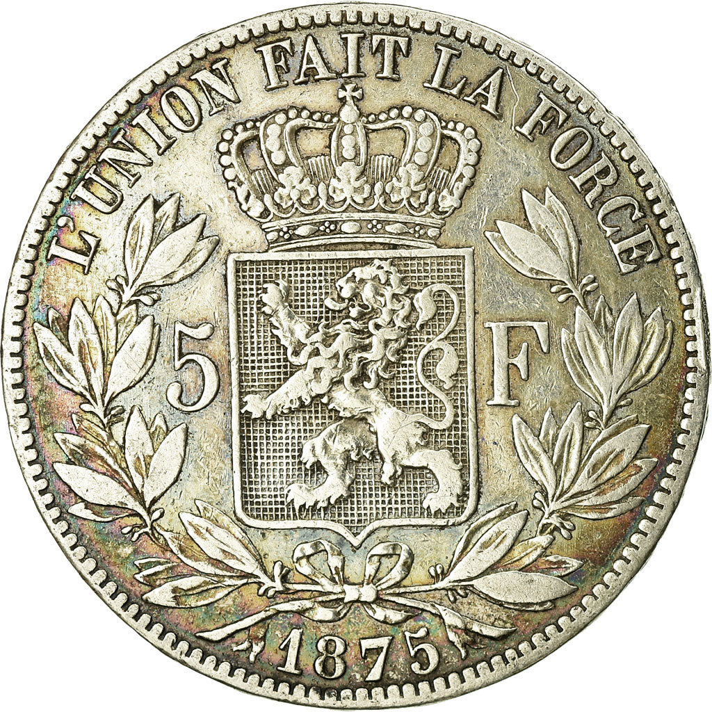 Coin, Belgium, Leopold II, 5 Francs, 5 Frank, 1875, EF(40-45), Silver, KM:24