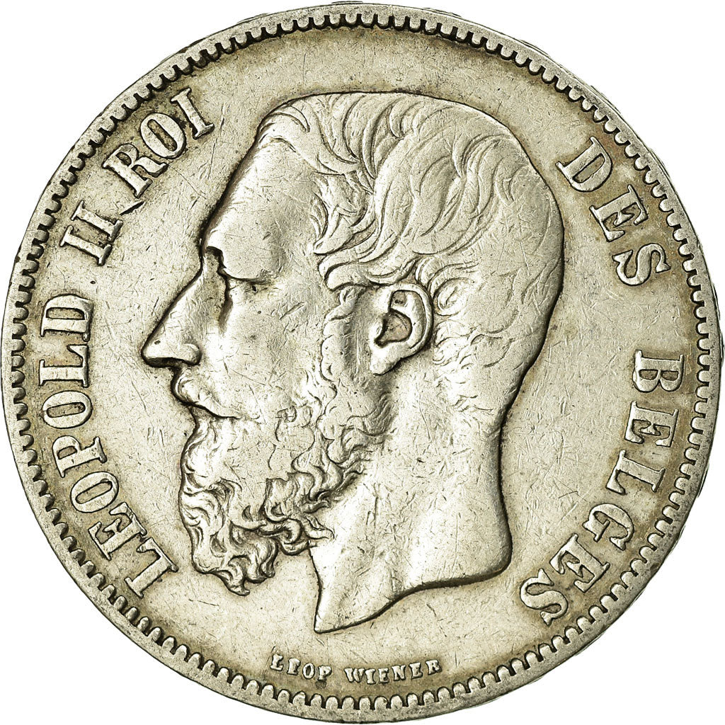 Coin, Belgium, Leopold II, 5 Francs, 5 Frank, 1875, EF(40-45), Silver, KM:24
