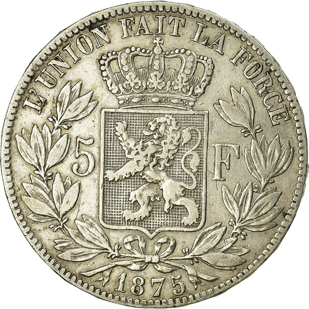Coin, Belgium, Leopold II, 5 Francs, 5 Frank, 1875, EF(40-45), Silver, KM:24