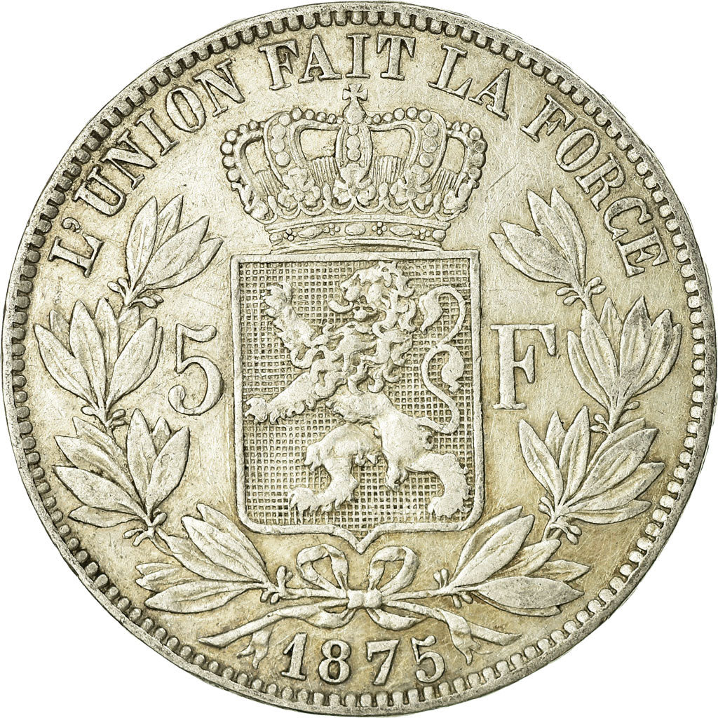 Coin, Belgium, Leopold II, 5 Francs, 5 Frank, 1875, VF(30-35), Silver, KM:24