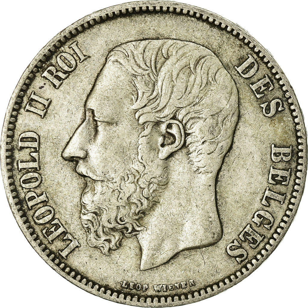 Coin, Belgium, Leopold II, 5 Francs, 5 Frank, 1875, VF(30-35), Silver, KM:24