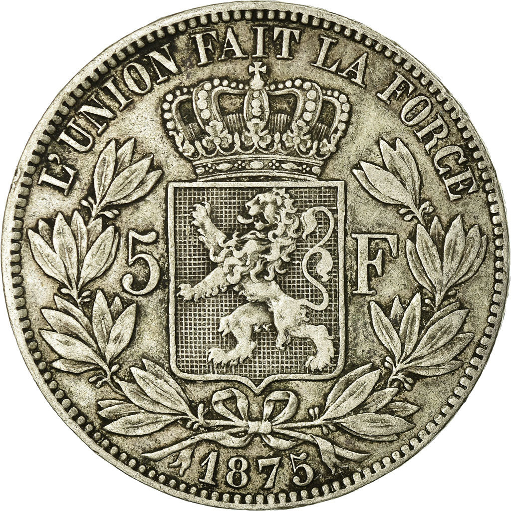 Coin, Belgium, Leopold II, 5 Francs, 5 Frank, 1875, VF(30-35), Silver, KM:24