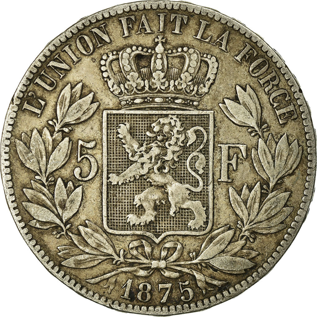 Coin, Belgium, Leopold II, 5 Francs, 5 Frank, 1875, VF(30-35), Silver, KM:24