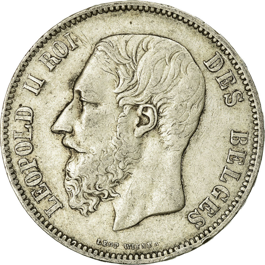 Coin, Belgium, Leopold II, 5 Francs, 5 Frank, 1875, VF(20-25), Silver, KM:24