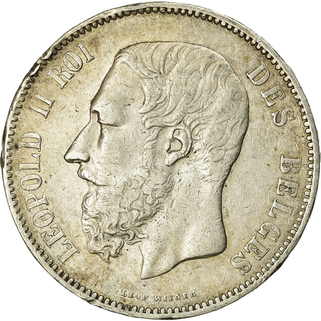 Coin, Belgium, Leopold II, 5 Francs, 5 Frank, 1875, VF(20-25), Silver, KM:24