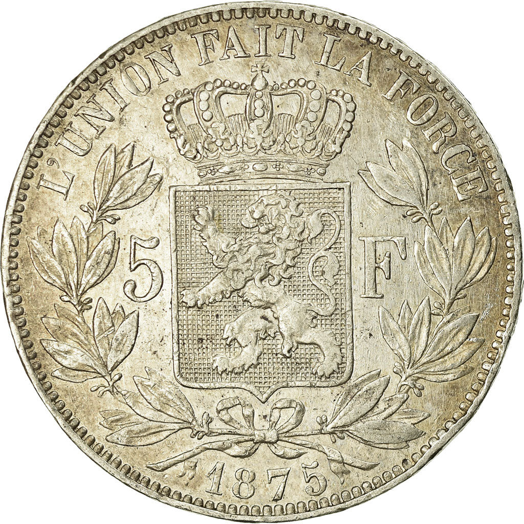Coin, Belgium, Leopold II, 5 Francs, 5 Frank, 1875, VF(20-25), Silver, KM:24