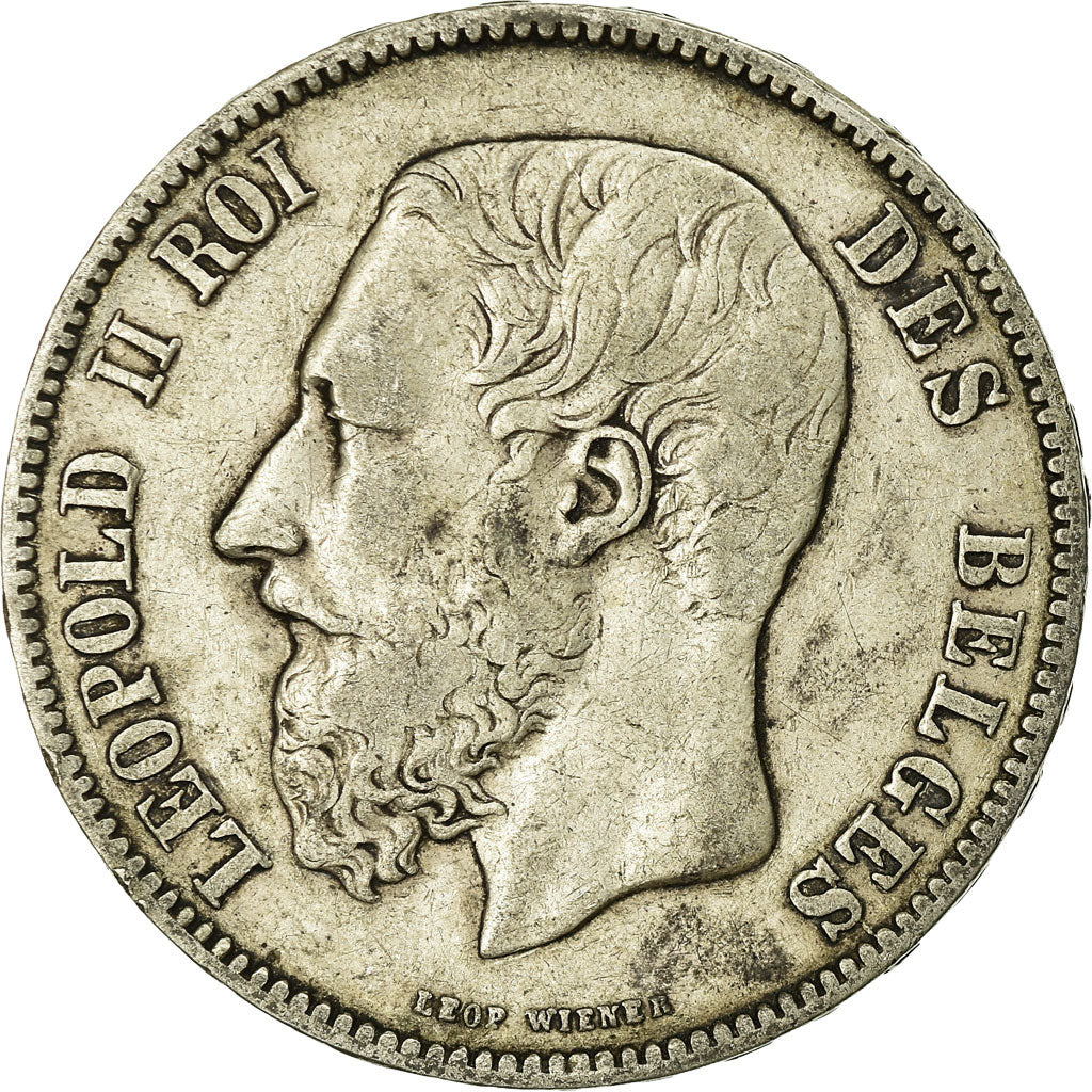 Coin, Belgium, Leopold II, 5 Francs, 5 Frank, 1875, VF(20-25), Silver, KM:24