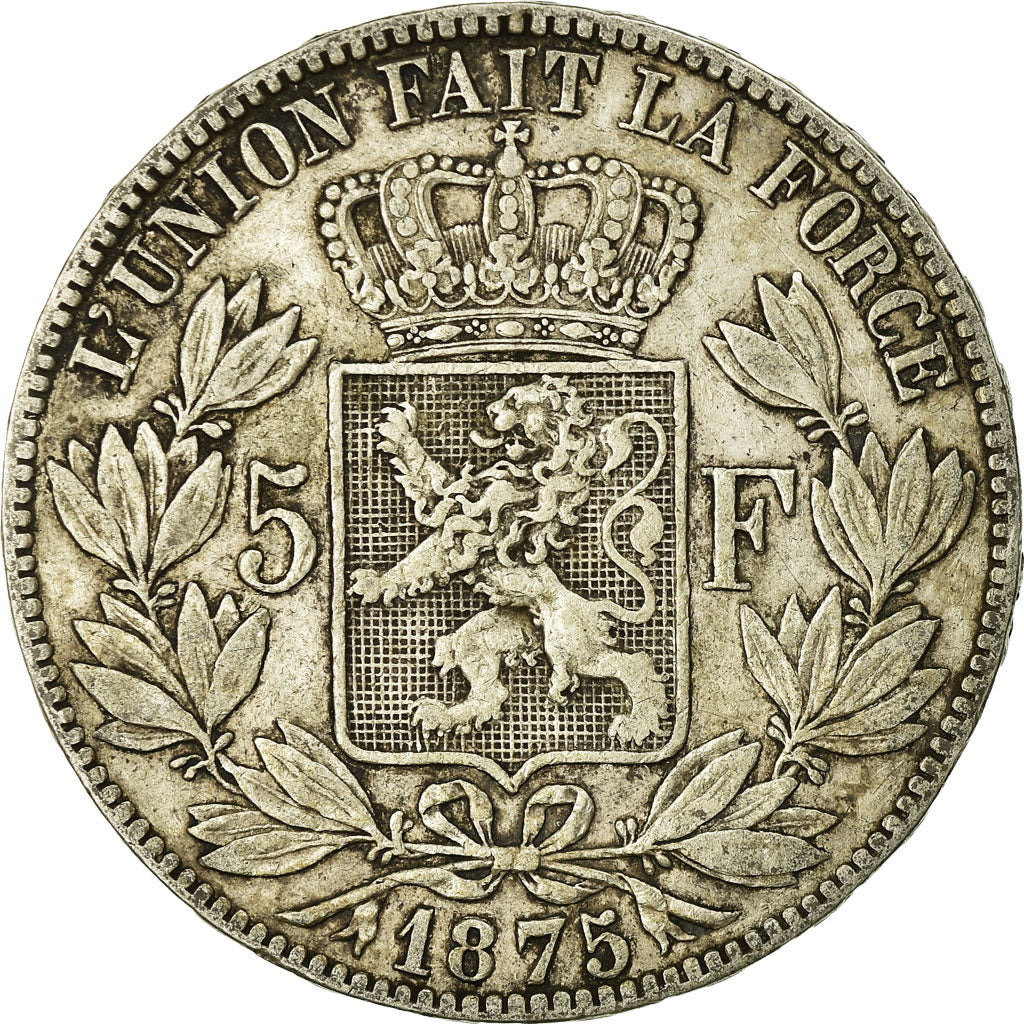 Coin, Belgium, Leopold II, 5 Francs, 5 Frank, 1875, VF(20-25), Silver, KM:24