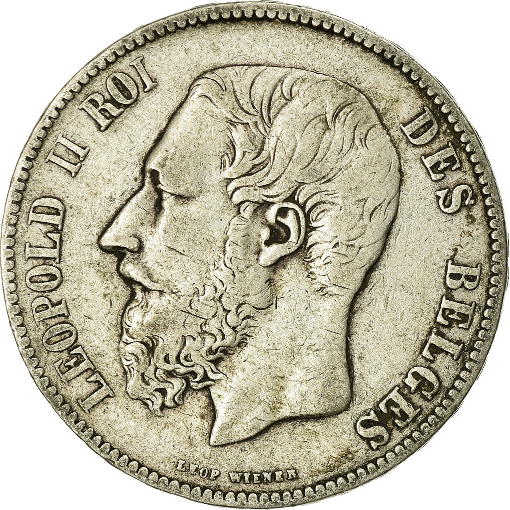 Coin, Belgium, Leopold II, 5 Francs, 5 Frank, 1875, VF(20-25), Silver, KM:24
