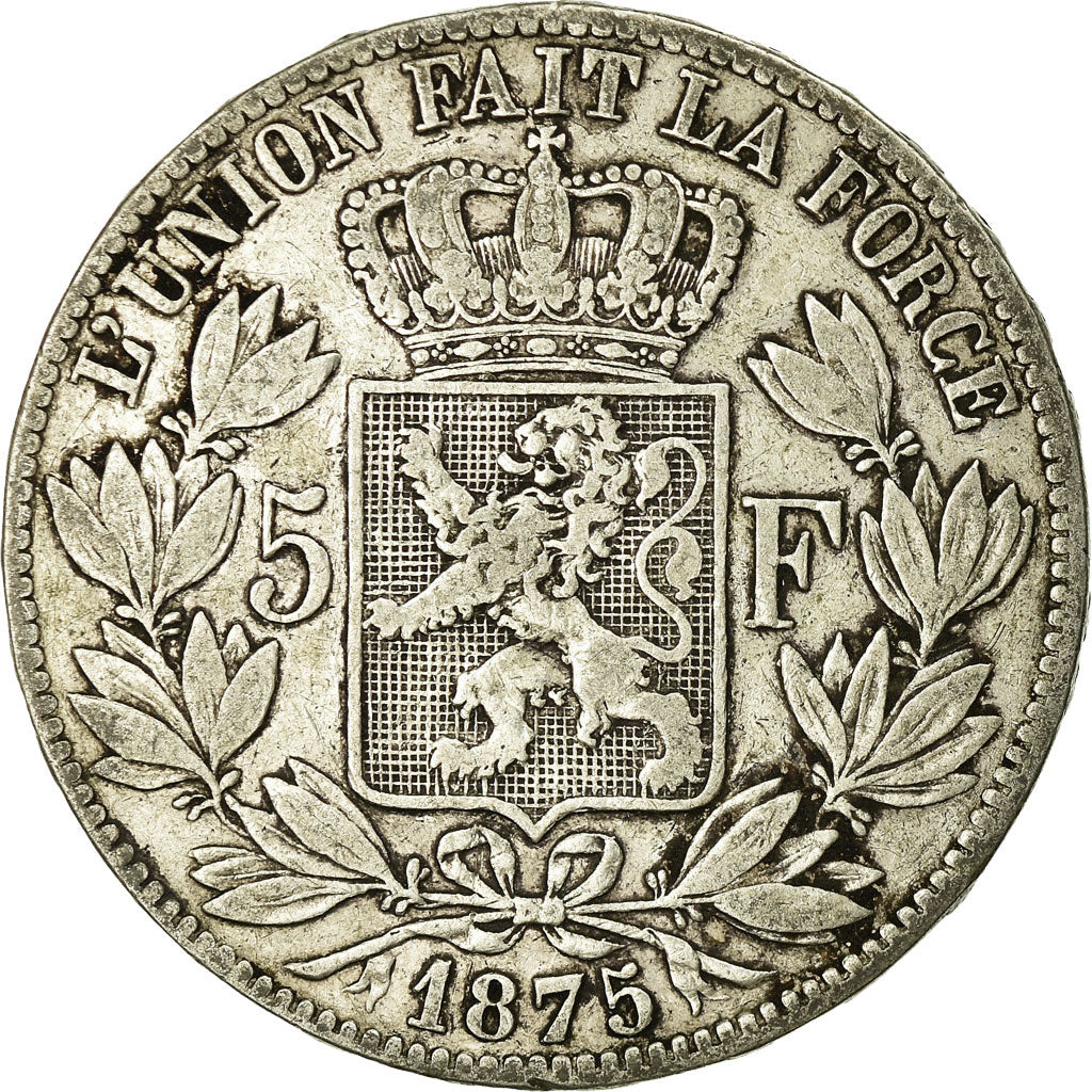 Coin, Belgium, Leopold II, 5 Francs, 5 Frank, 1875, VF(20-25), Silver, KM:24