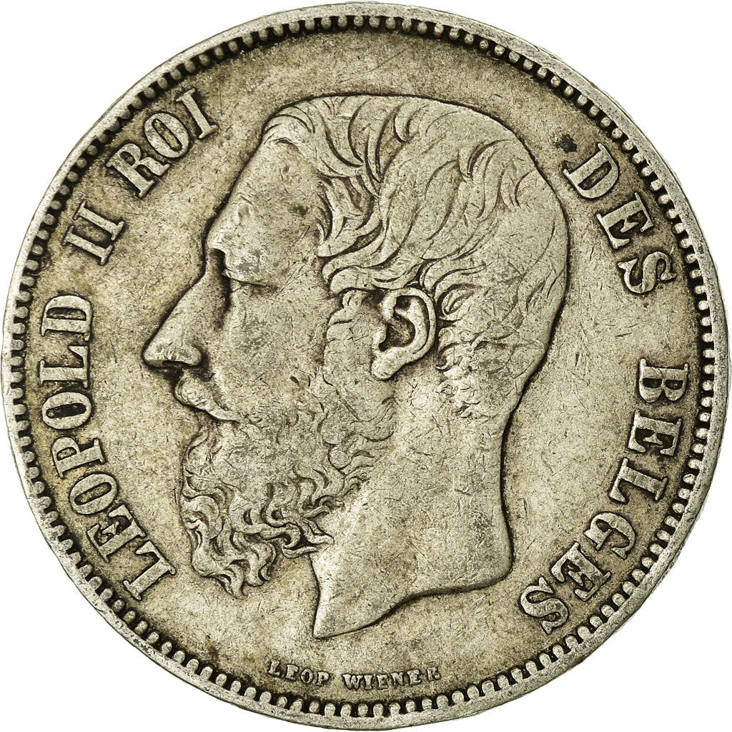 Coin, Belgium, Leopold II, 5 Francs, 5 Frank, 1875, VF(20-25), Silver, KM:24