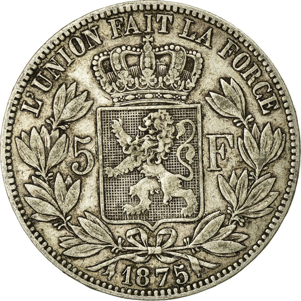 Coin, Belgium, Leopold II, 5 Francs, 5 Frank, 1875, VF(20-25), Silver, KM:24