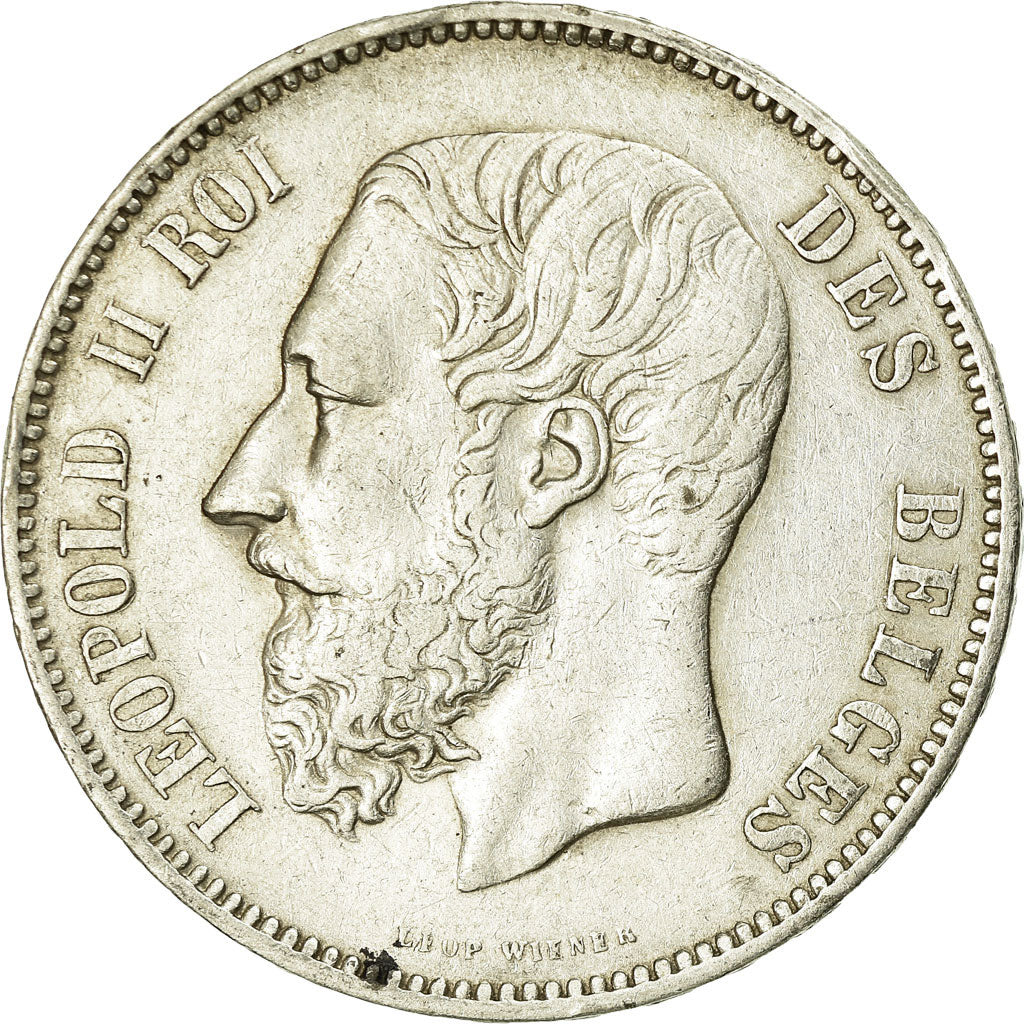 Coin, Belgium, Leopold II, 5 Francs, 5 Frank, 1874, EF(40-45), Silver, KM:24