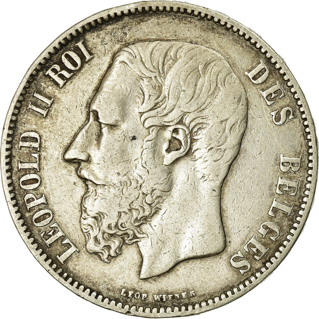 Coin, Belgium, Leopold II, 5 Francs, 5 Frank, 1874, EF(40-45), Silver, KM:24