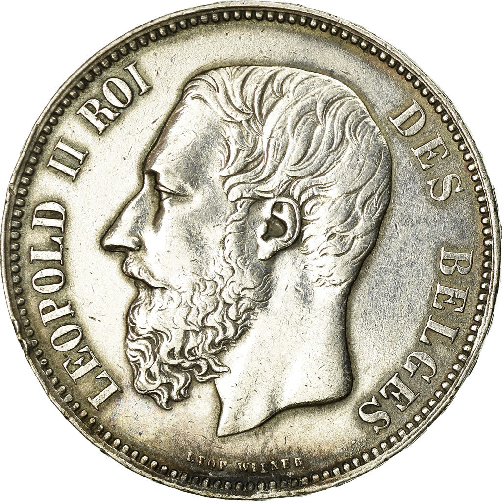 Coin, Belgium, Leopold II, 5 Francs, 5 Frank, 1874, EF(40-45), Silver, KM:24