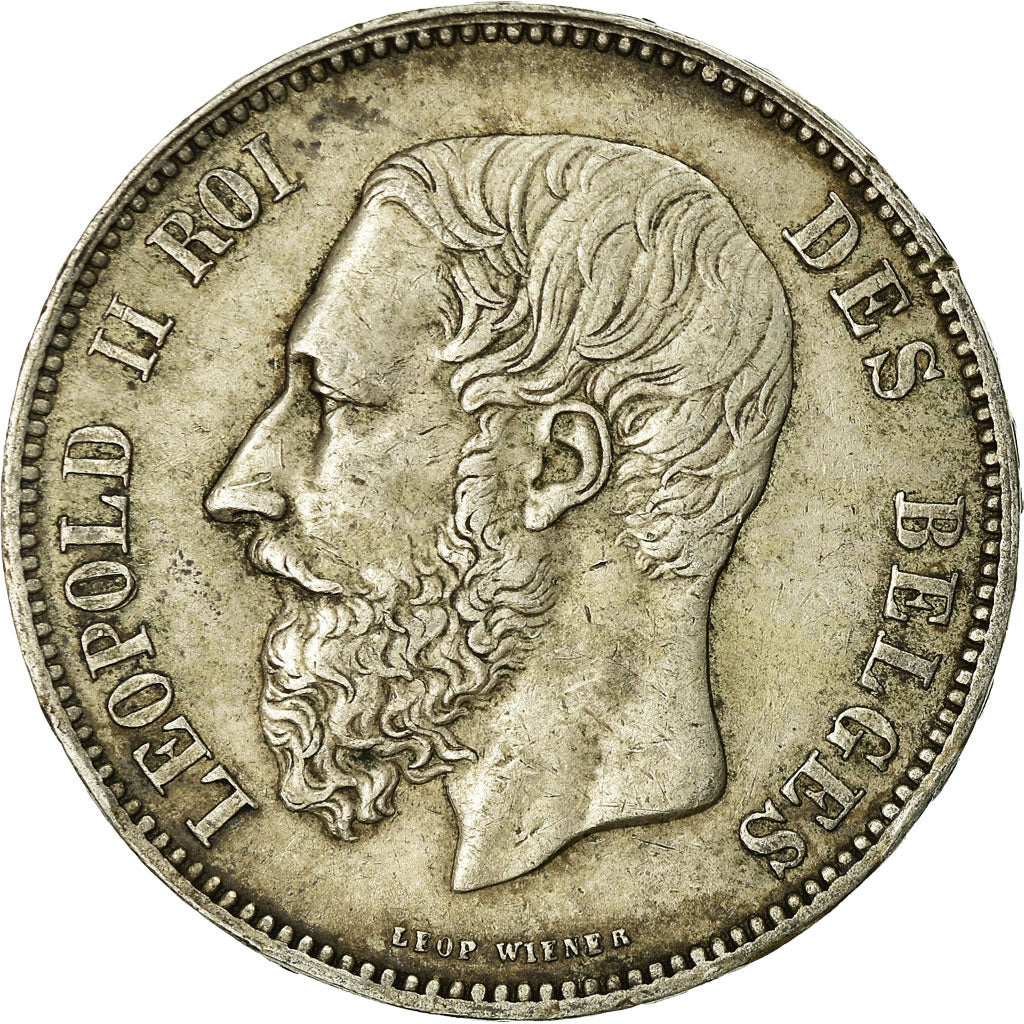 Coin, Belgium, Leopold II, 5 Francs, 5 Frank, 1874, VF(30-35), Silver, KM:24