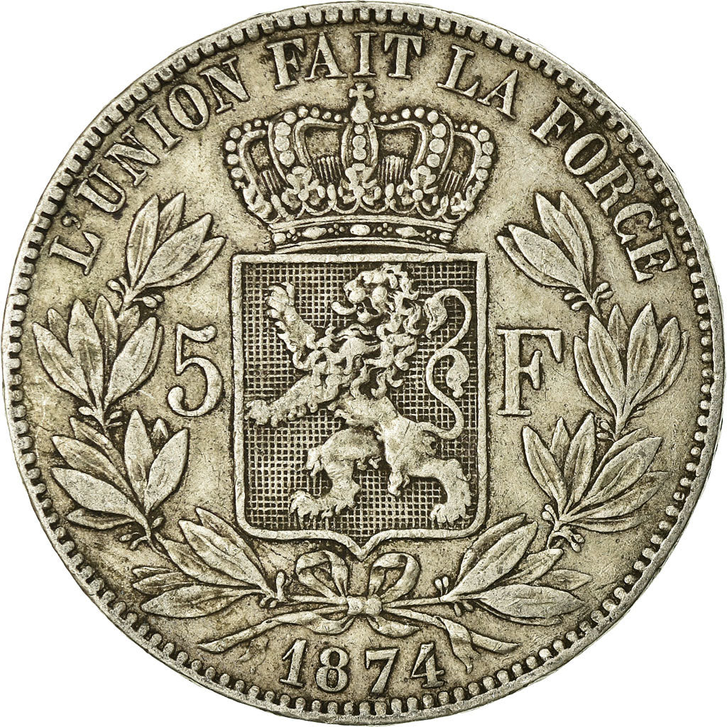 Coin, Belgium, Leopold II, 5 Francs, 5 Frank, 1874, VF(30-35), Silver, KM:24