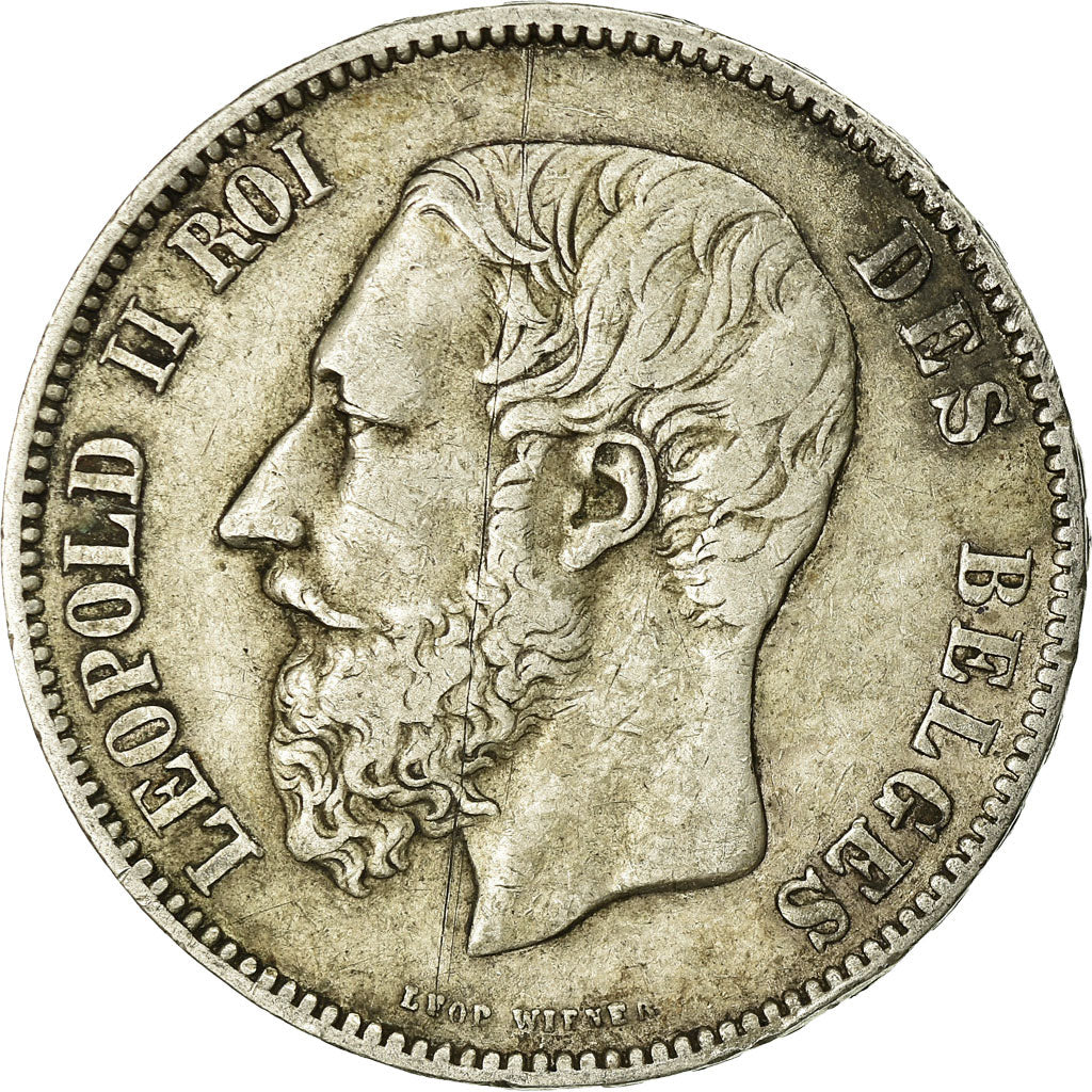 Coin, Belgium, Leopold II, 5 Francs, 5 Frank, 1874, VF(30-35), Silver, KM:24