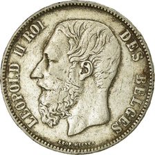 Coin, Belgium, Leopold II, 5 Francs, 5 Frank, 1874, VF(20-25), Silver, KM:24