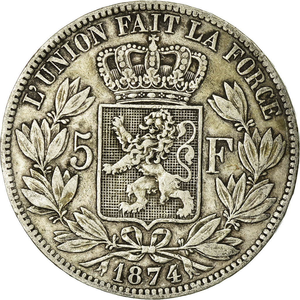 Coin, Belgium, Leopold II, 5 Francs, 5 Frank, 1874, VF(20-25), Silver, KM:24
