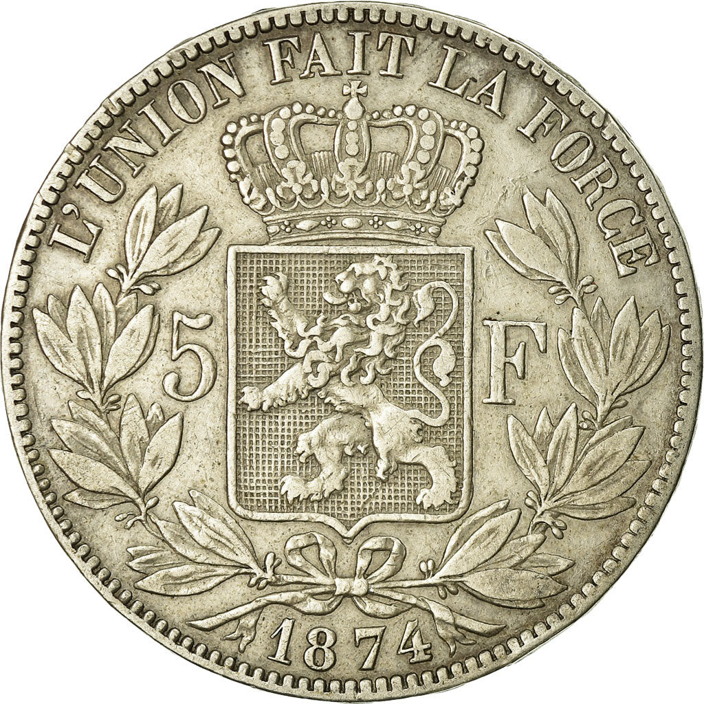 Coin, Belgium, Leopold II, 5 Francs, 5 Frank, 1874, VF(20-25), Silver, KM:24
