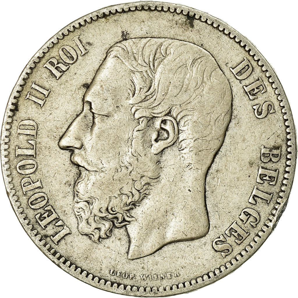 Coin, Belgium, Leopold II, 5 Francs, 5 Frank, 1874, VF(20-25), Silver, KM:24