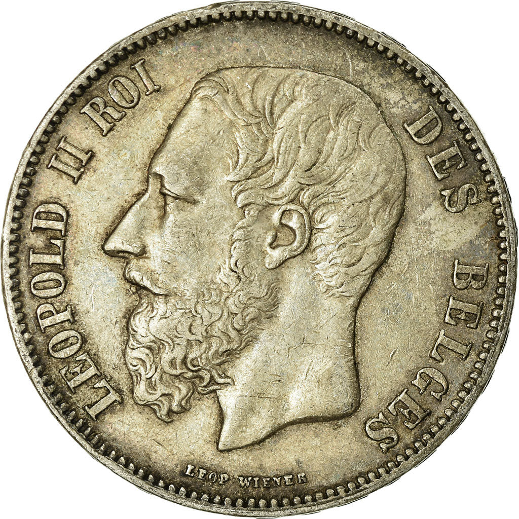 Coin, Belgium, Leopold II, 5 Francs, 5 Frank, 1869, EF(40-45), Silver, KM:24