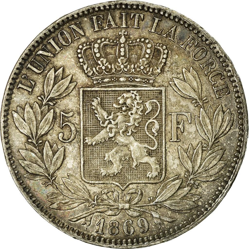 Coin, Belgium, Leopold II, 5 Francs, 5 Frank, 1869, EF(40-45), Silver, KM:24