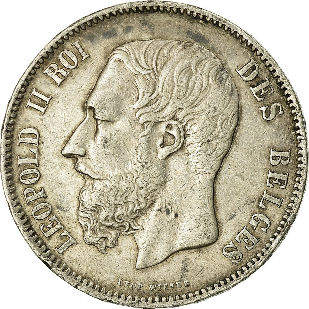 Coin, Belgium, Leopold II, 5 Francs, 5 Frank, 1869, EF(40-45), Silver, KM:24