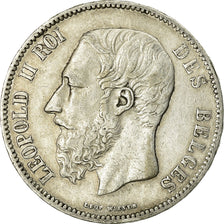 Coin, Belgium, Leopold II, 5 Francs, 5 Frank, 1869, EF(40-45), Silver, KM:24