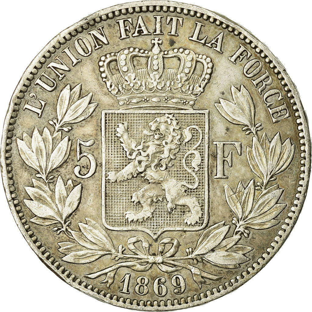 Coin, Belgium, Leopold II, 5 Francs, 5 Frank, 1869, EF(40-45), Silver, KM:24