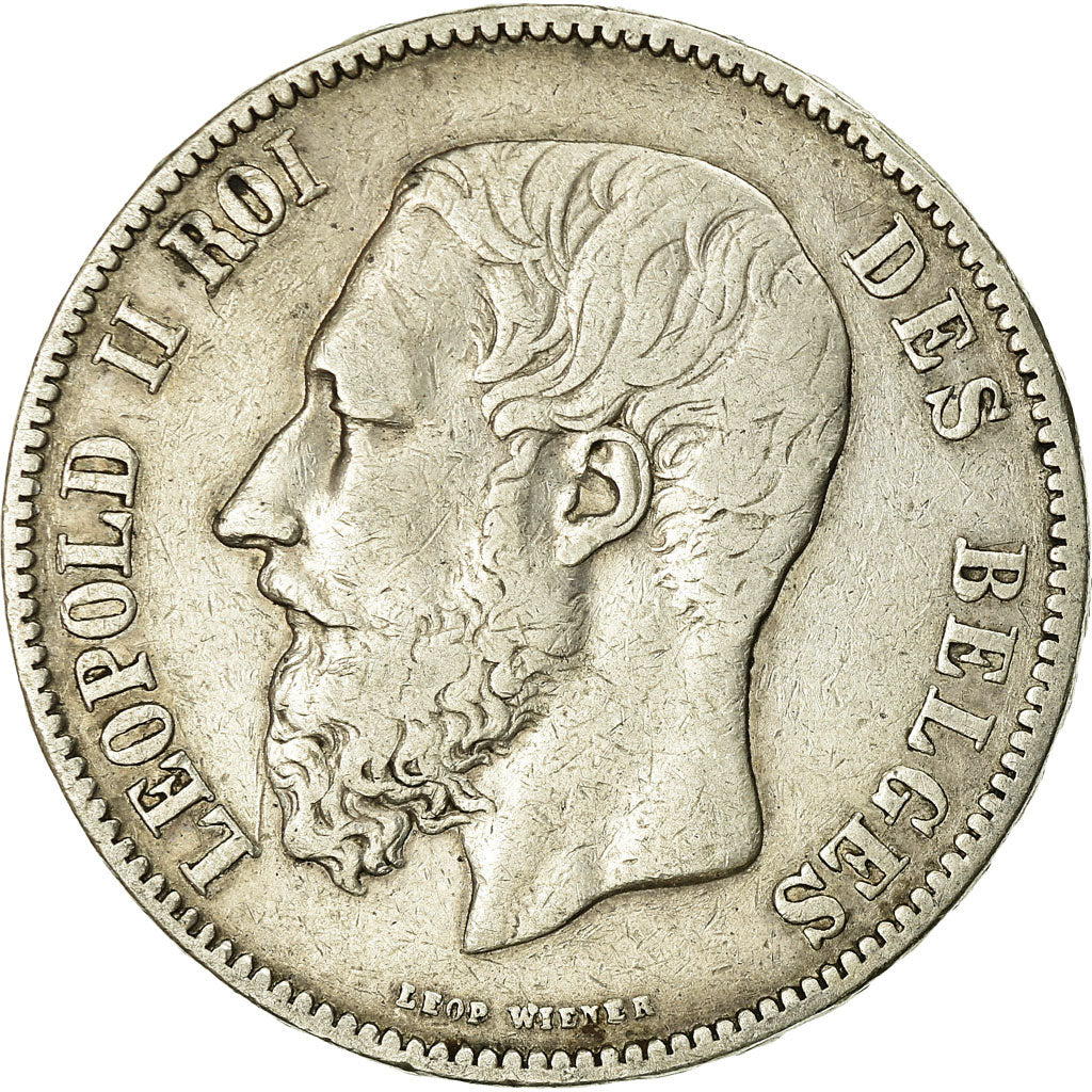 Coin, Belgium, Leopold II, 5 Francs, 5 Frank, 1869, VF(30-35), Silver, KM:24