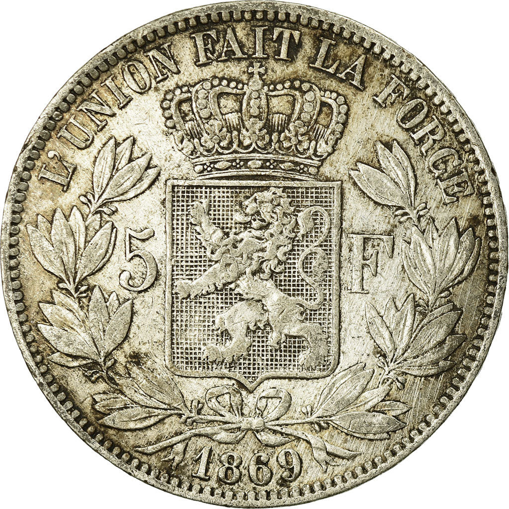 Coin, Belgium, Leopold II, 5 Francs, 5 Frank, 1869, VF(30-35), Silver, KM:24