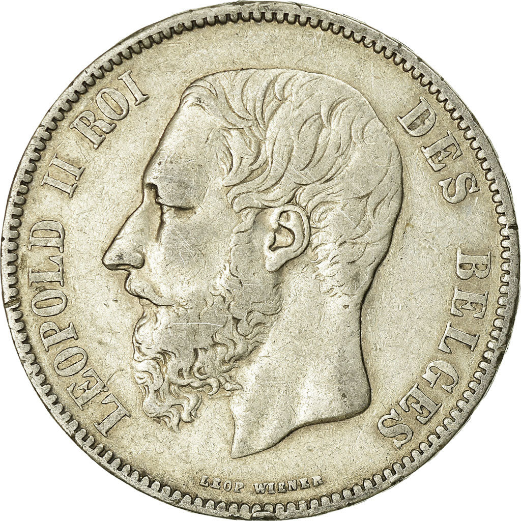 Coin, Belgium, Leopold II, 5 Francs, 5 Frank, 1869, VF(30-35), Silver, KM:24