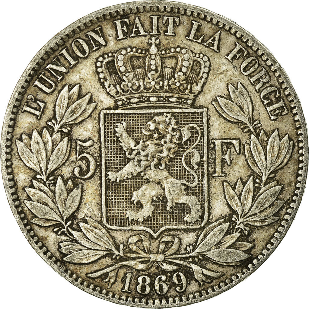 Coin, Belgium, Leopold II, 5 Francs, 5 Frank, 1869, VF(20-25), Silver, KM:24