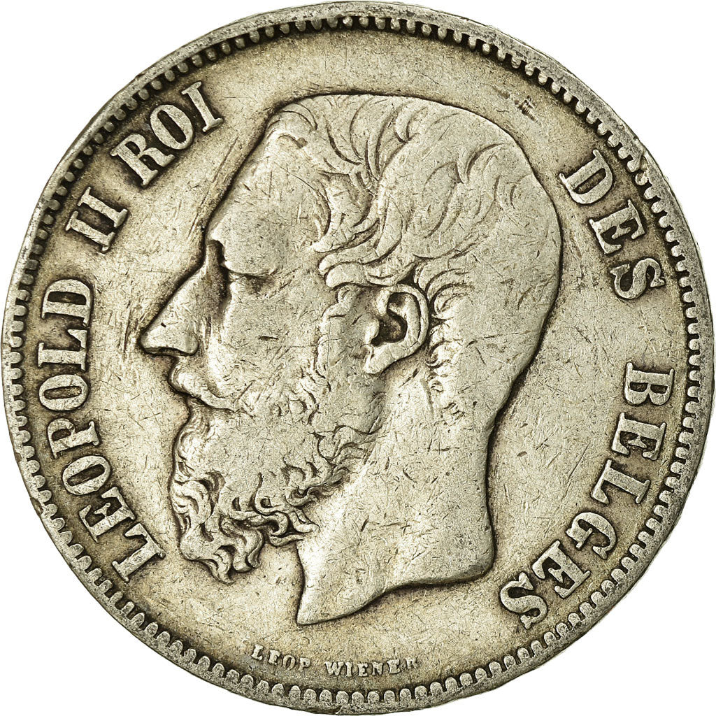Coin, Belgium, Leopold II, 5 Francs, 5 Frank, 1869, VF(20-25), Silver, KM:24