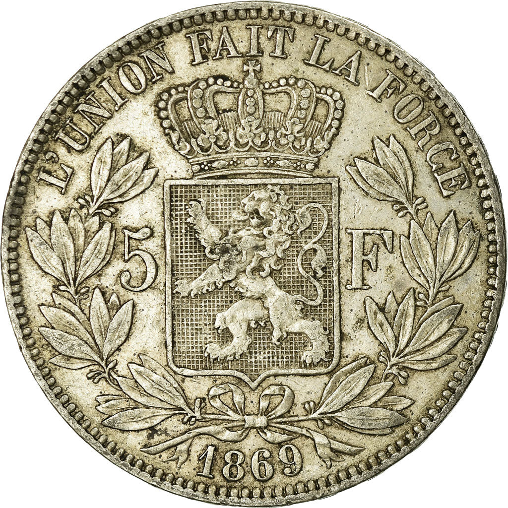 Coin, Belgium, Leopold II, 5 Francs, 5 Frank, 1869, VF(20-25), Silver, KM:24