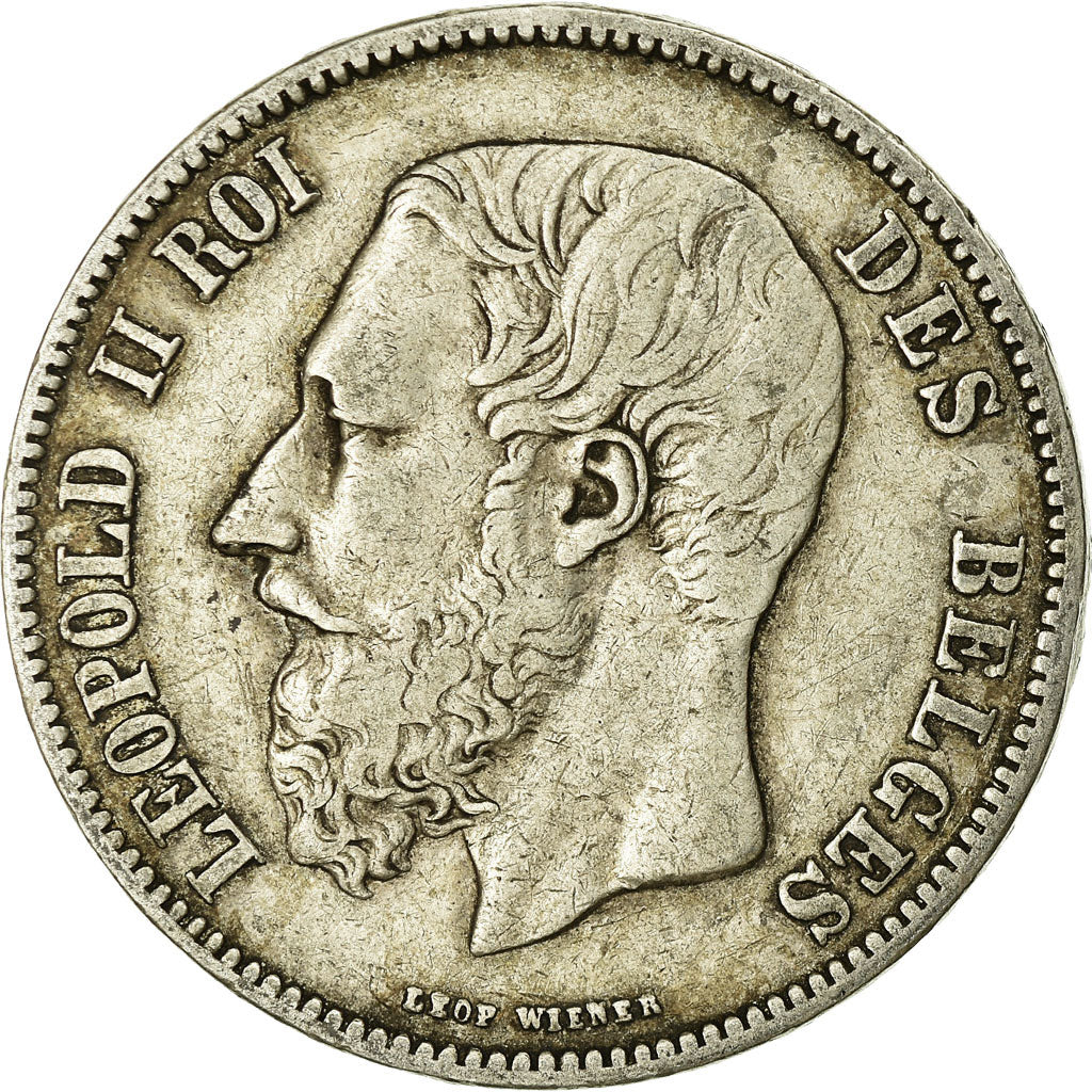 Coin, Belgium, Leopold II, 5 Francs, 5 Frank, 1869, VF(20-25), Silver, KM:24