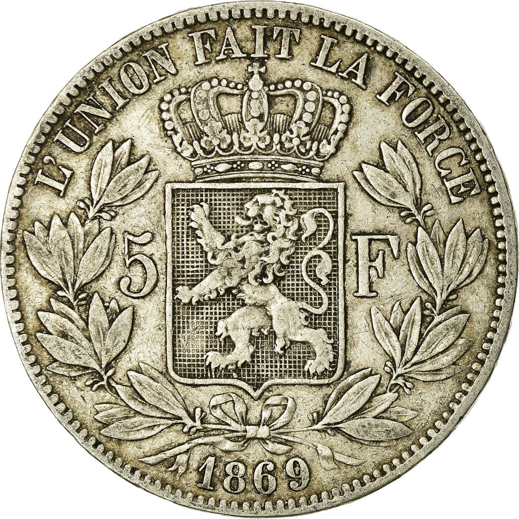 Coin, Belgium, Leopold II, 5 Francs, 5 Frank, 1869, VF(20-25), Silver, KM:24